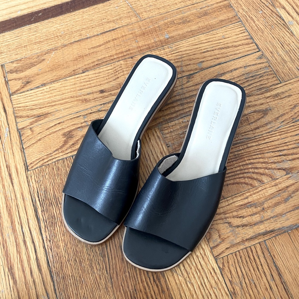 Everlane Leather Sandals — Black, 6